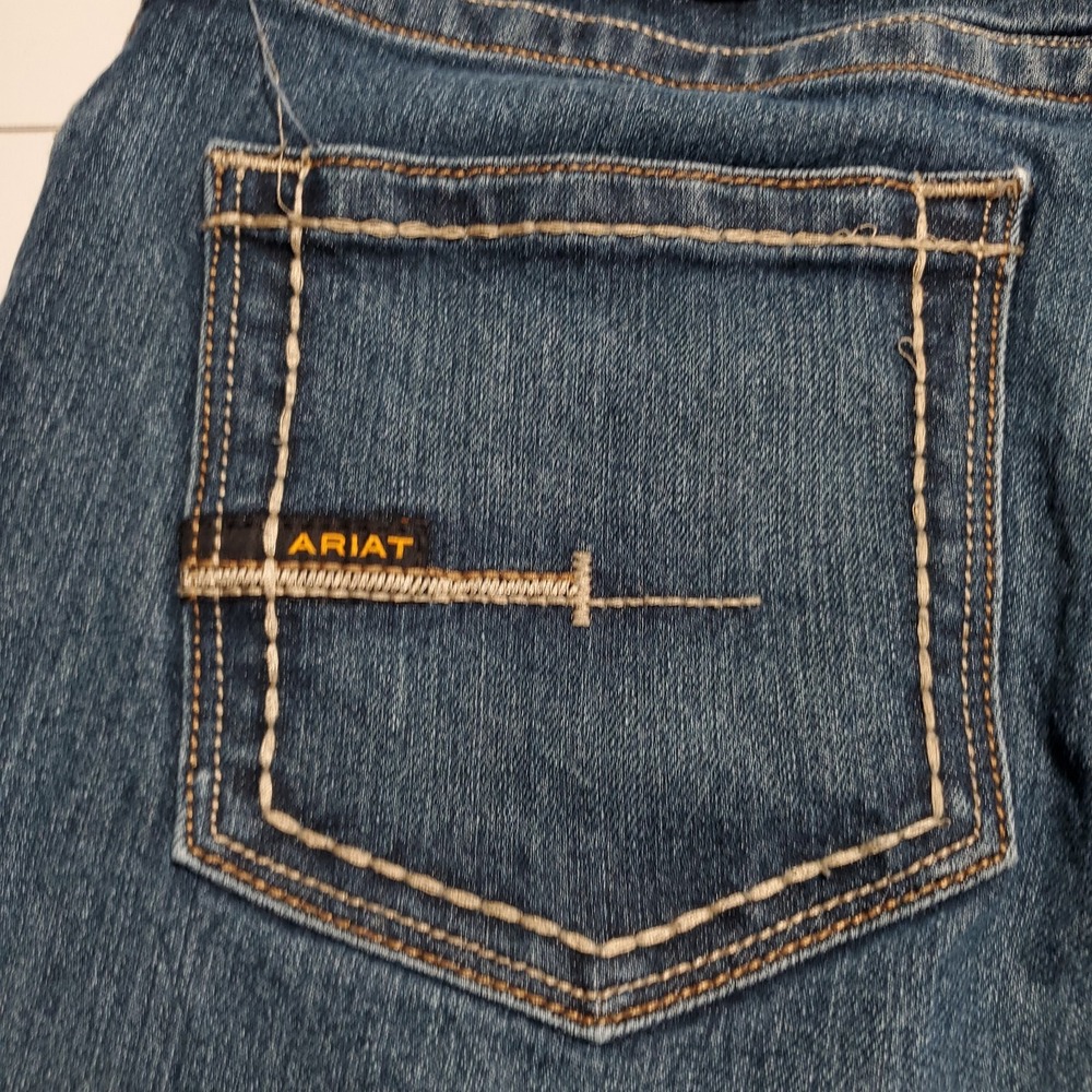Ariat Rebar M4 Relaxed Boot Jeans Mens 36x30/28 Blue Workwear Denim - Picture 6 of 7